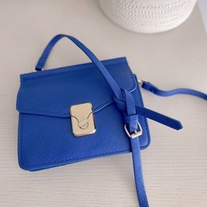 ZARA Indigo Saffiano Leather Crossbody Bag